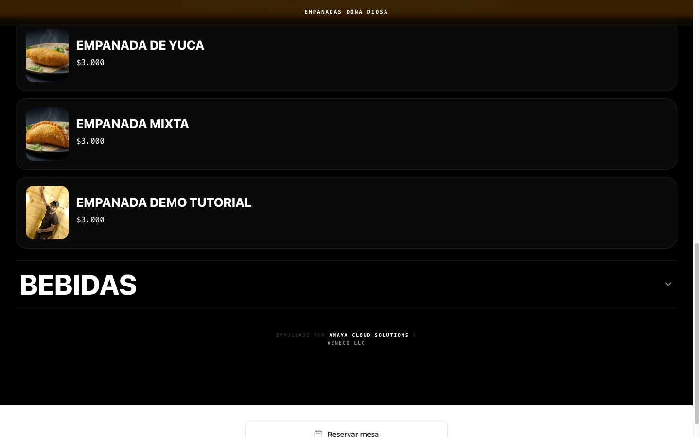 Menú digital público mostrando el producto con su nueva imagen