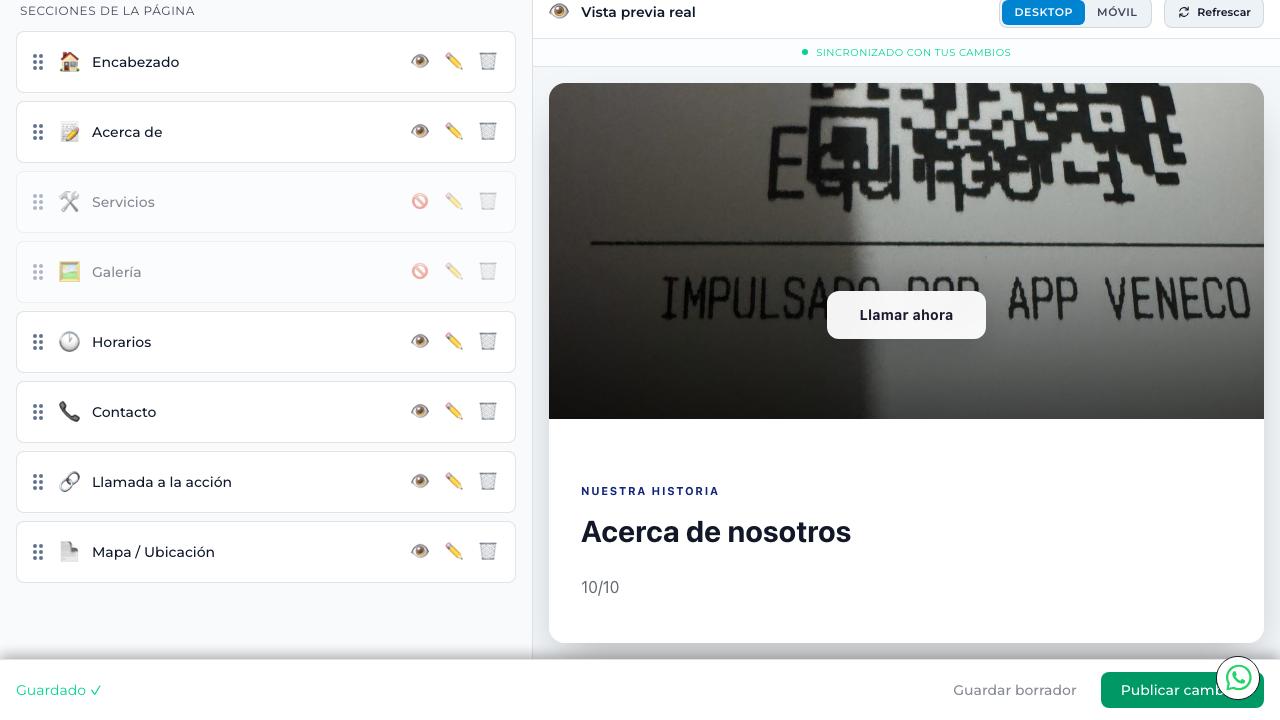Galería con imágenes subidas, opciones de alt text y reordenar