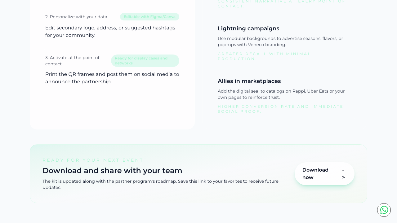 Pasos de personalización, campañas lightning y botón Download now