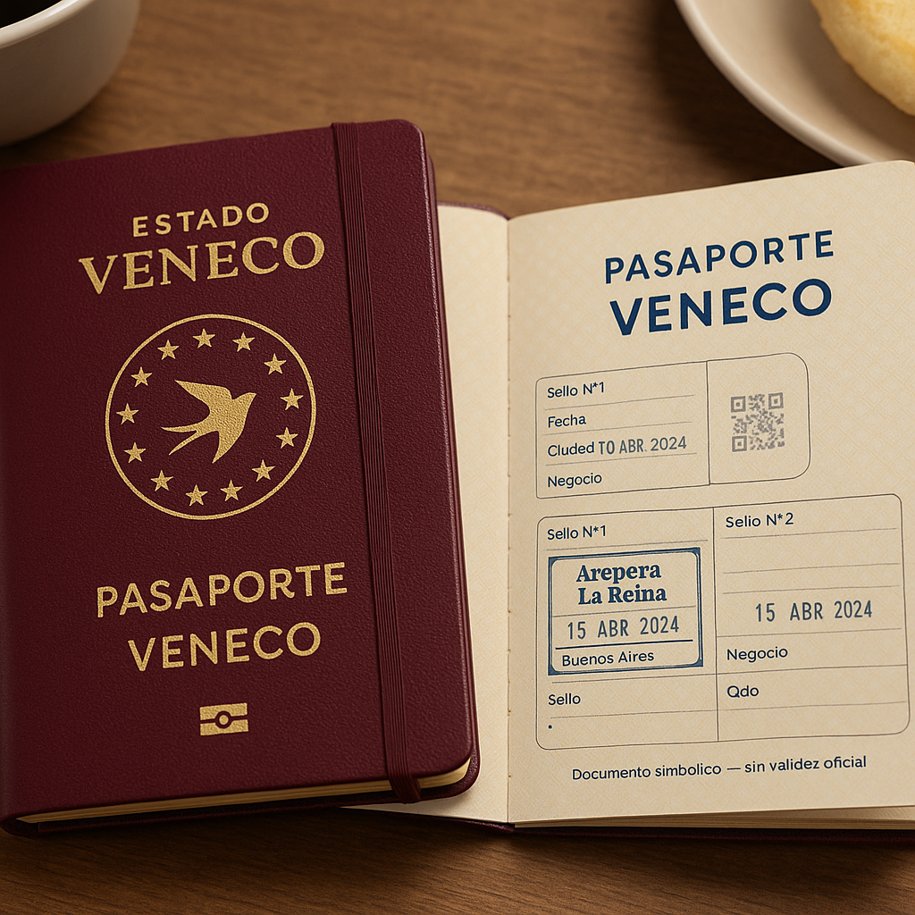Cliente sellando su pasaporte Veneco en un negocio aliado